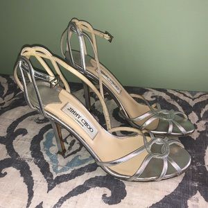Jimmy Choo silver strappy heels